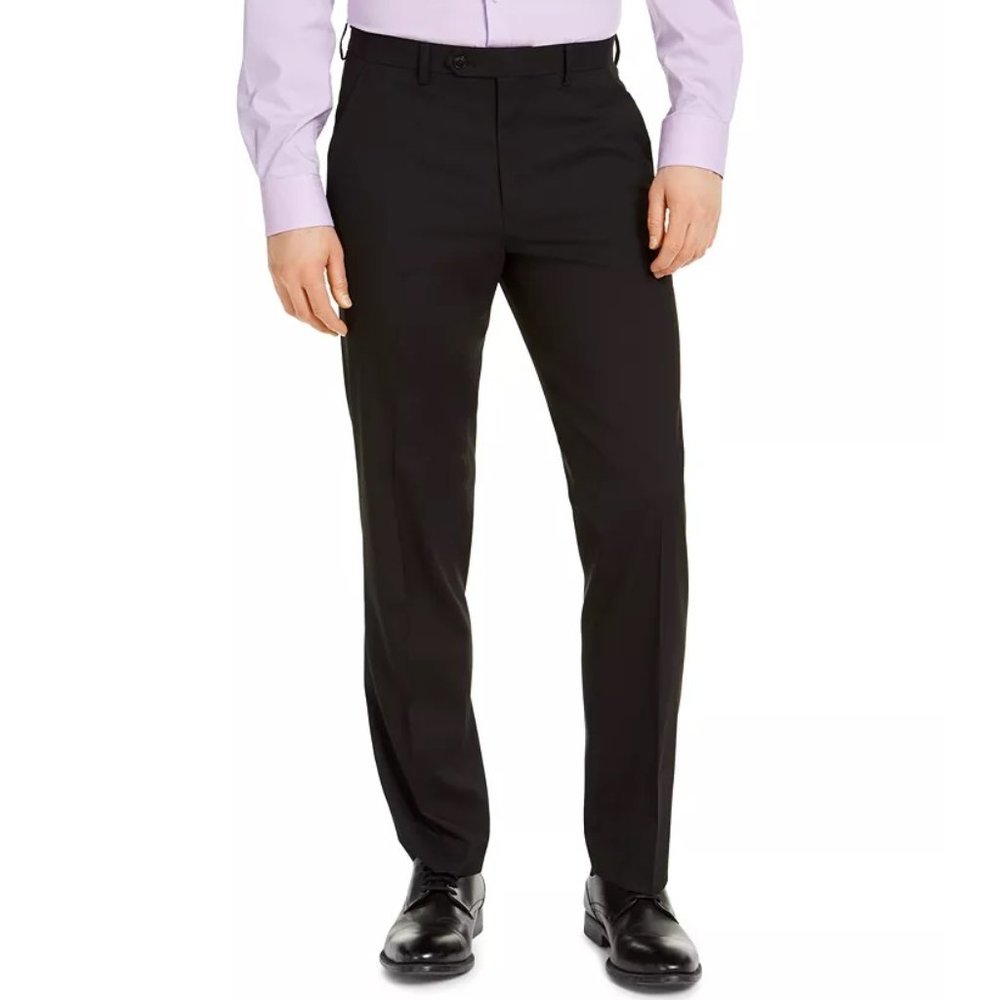 ALFANI Men's Dark Brown Classic-Fit Solid Suit Pants W36/34